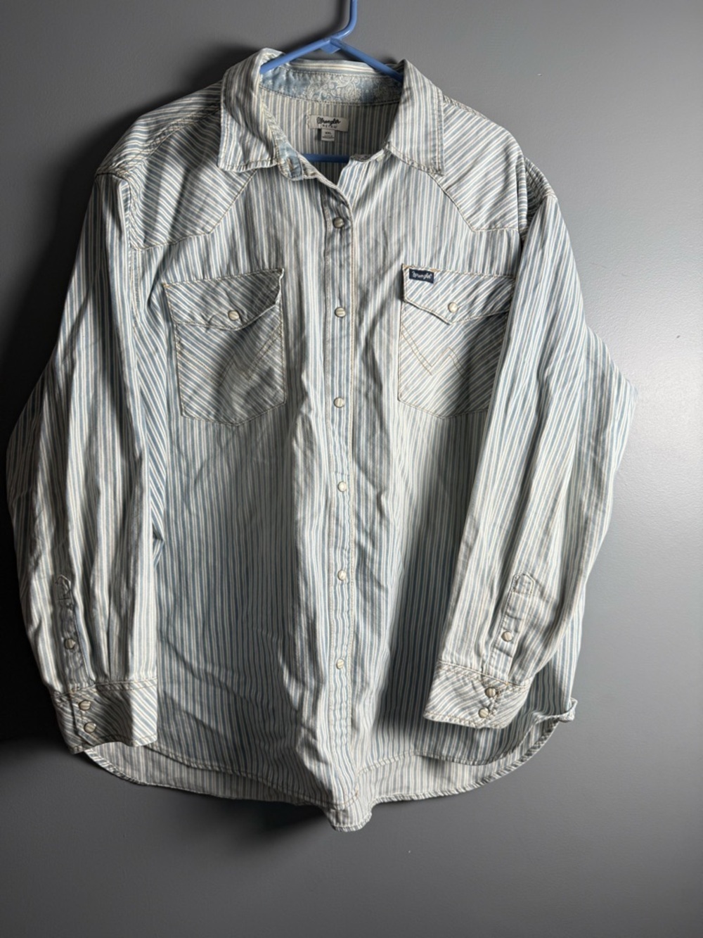Wrangler Retro Mens Sz XXL Mother of Pearl Snap Western L/S Button Down Shirt
